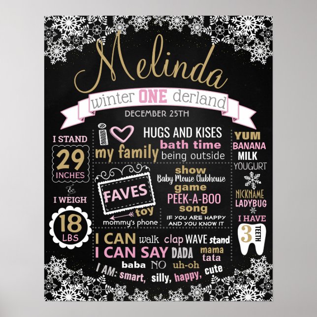 Poster Winter Onederland Birthday (Frente)