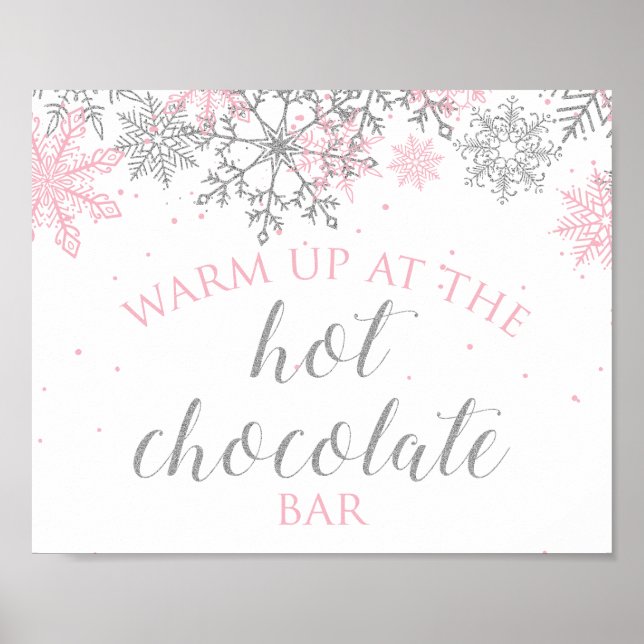 Poster Winter Onederland Hot Chocolate Pink Silver (Frente)