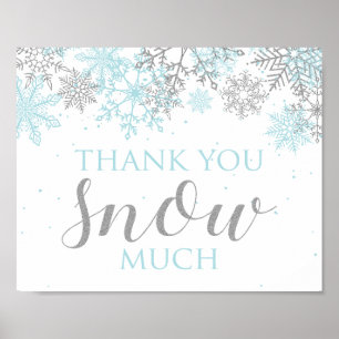Poster Winter Onederland Obrigado Floco de neve azul prat