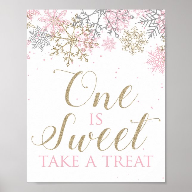 Poster Winter Onederland One is Sweet Take a sinal (Frente)
