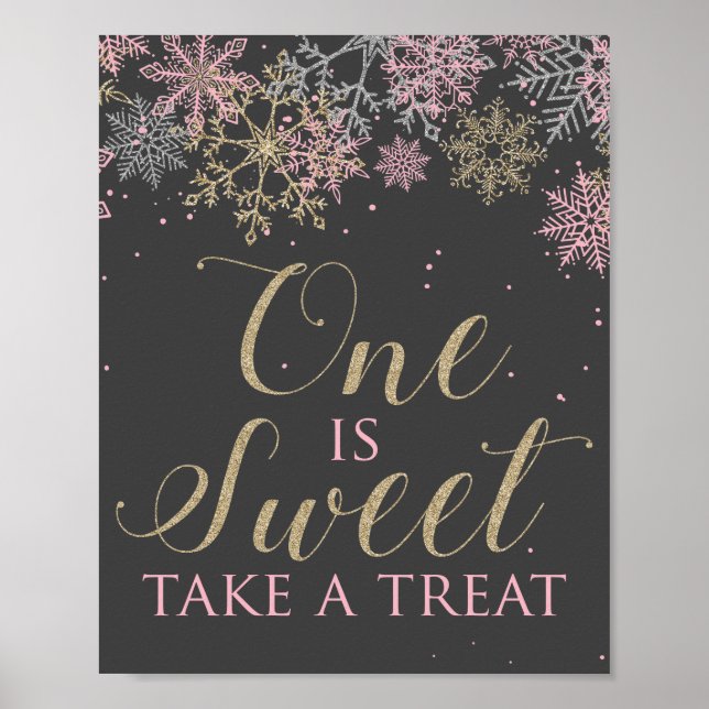 Poster Winter Onederland One is Sweet Take a sinal (Frente)