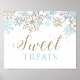 Poster Winter Onederland Sweet Treats Sinal Blue Snowflak