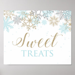 Poster Winter Onederland Sweet Treats Sinal Blue Snowflak