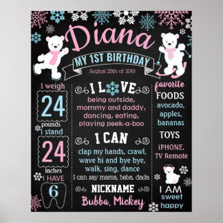 Poster Winter Onederland Wonderland Snowflakes Aniversári