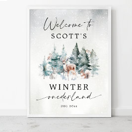 Poster Winter ONEderland Woodland 1st Birthday Welcome