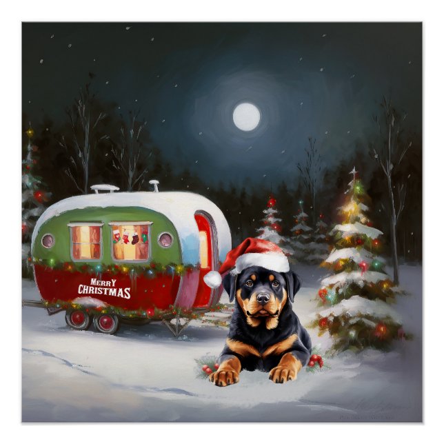 Póster Winter Rottweiler Caravan Christmas Adventure (Frente)