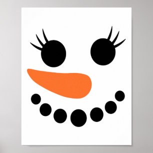 Poster Winter Snowman Face Eyelashes Natal Xmas Para G