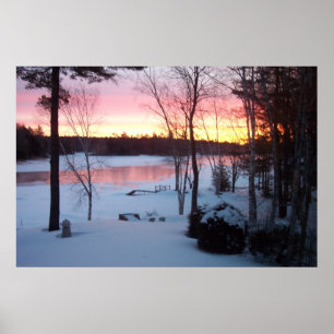 Póster Winter Sunrise reflects off the Lake