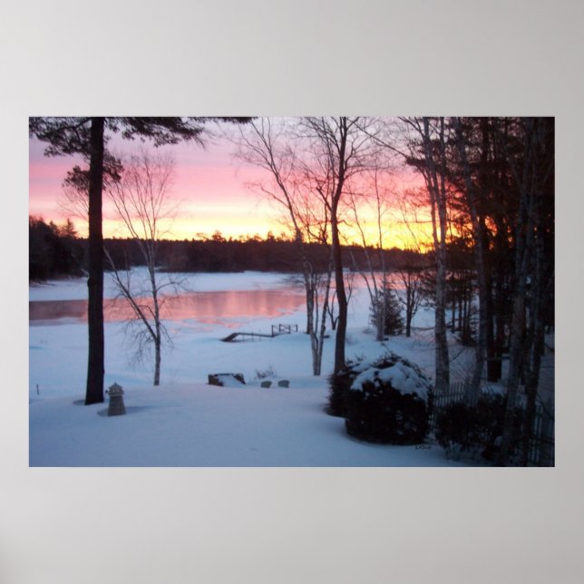 Póster Winter Sunrise reflete sobre o lago (Frente)