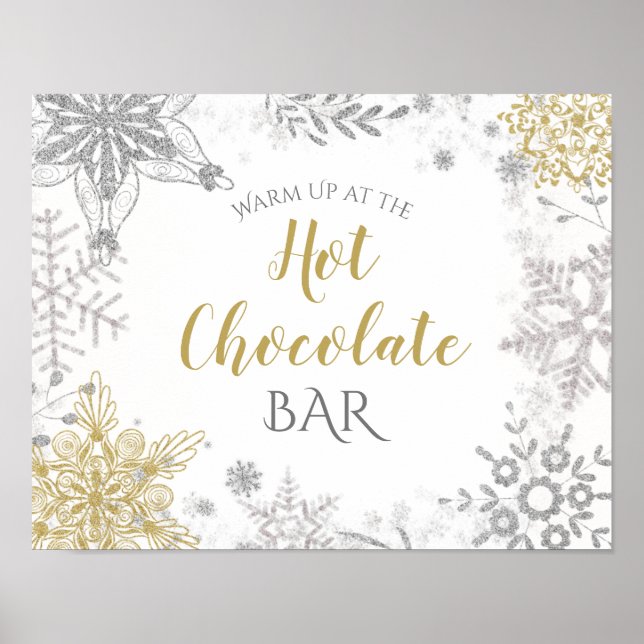 Poster Winter Wonderland Hot Chocolate Silver Dourado (Frente)