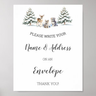 Poster Winter Woodland Chá de fraldas Address An Envelope