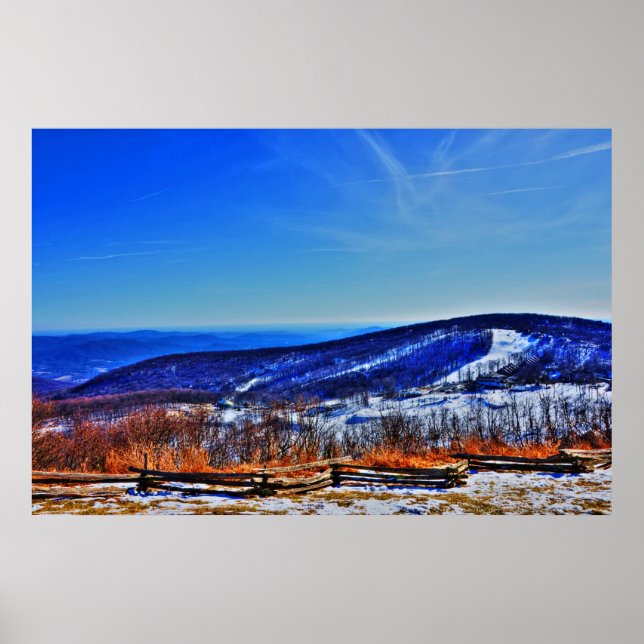 Poster Wintergreen Virginia Mountain Ski Resort em invern (Frente)