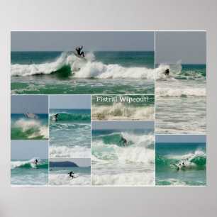 Póster Wipeout surfando de Fistral Newquay Cornualha