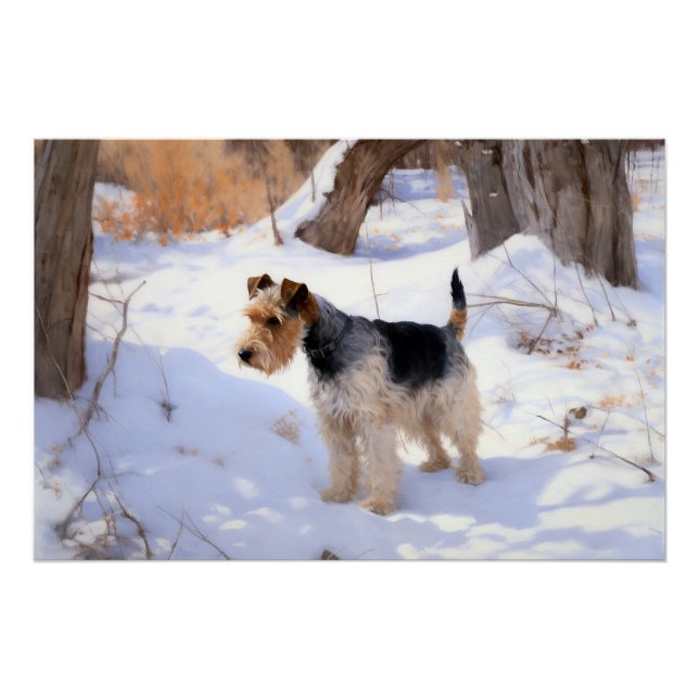 Póster Wire Fox Terrier Deixe Nevar Natal  (Frente)