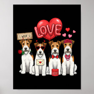 Poster Wire Fox Terrier Eu Late Para Você Arco Corações S