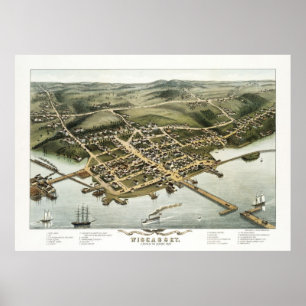 Poster Wiscasset, opinião de olho de pássaro de Maine,