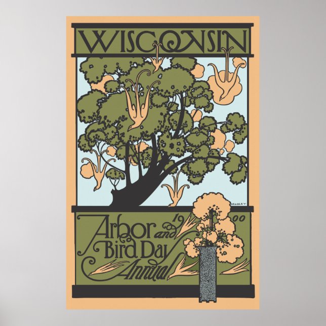 Poster Wisconsin Arbor & Bird Day 1900 (Frente)