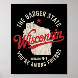 Poster Wisconsin Badger State Retro Star Men Crianças B