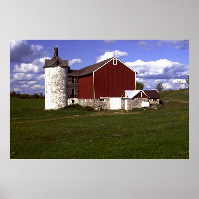 Poster Wisconsin Barn com Brick Silo (Frente)