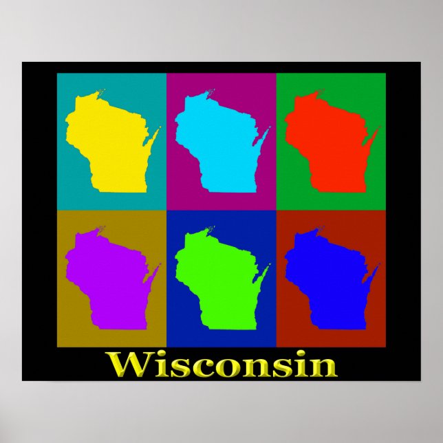 Poster Wisconsin Map Silhouette (Frente)
