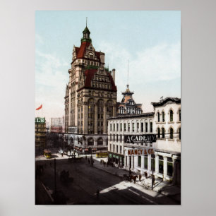 Poster Wisconsin Street Em Milwaukee - 1900 Photochrom