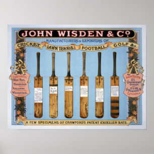 Poster Wisden Cricket Bats, 1895