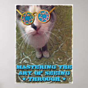 Poster Wise Cat with Funny Glasses