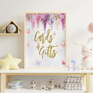 Poster Wisteria Glitter Butterfly Cartões de Aniversário 