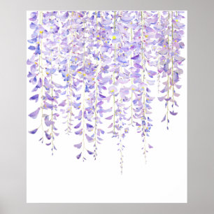 Poster wisteria púrpura em cor d'água florida 2021
