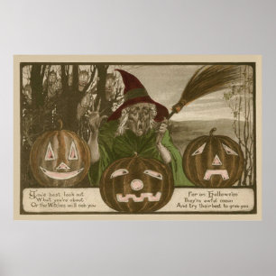 Poster Witch Jack O' Lantern Pumpkin Goblin