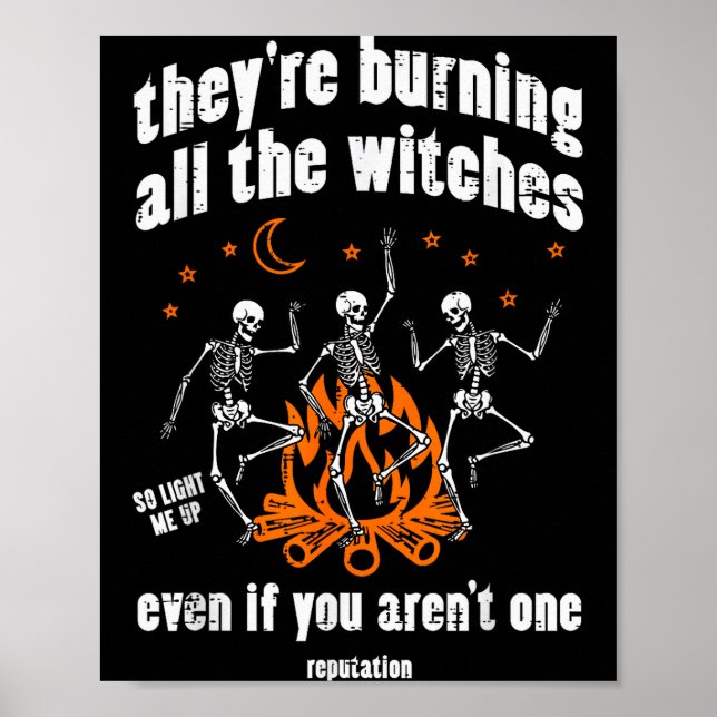 Poster Witches Skeletons Dancing Funny Halloween Costume  (Frente)