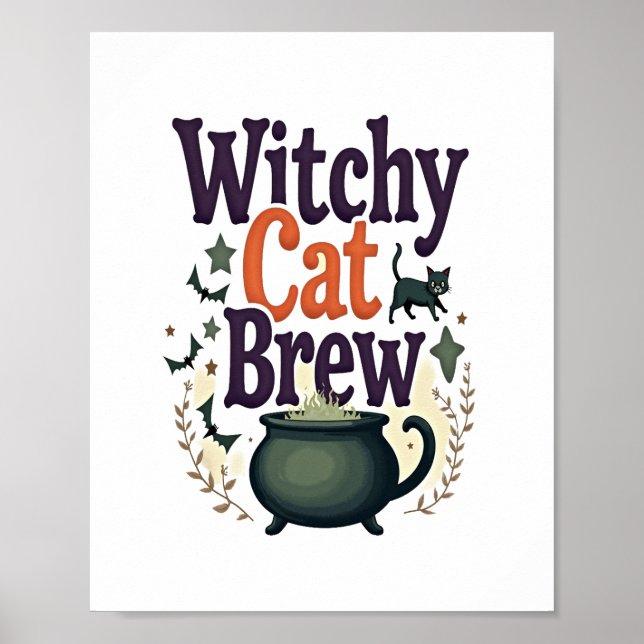 Poster Witchy Cat Brew (Frente)