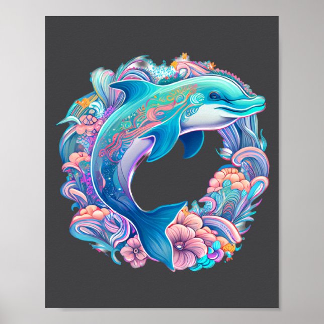 Poster With Easter Festive Illustration Charming Dolphin (Frente)