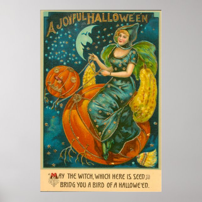 Póster Witt Jack O Lantern Bird Pumpkin Crescent Moon (Frente)