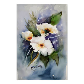 Póster Witte Bloemen