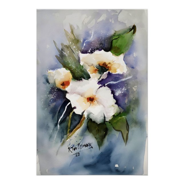 Póster Witte Bloemen (Frente)