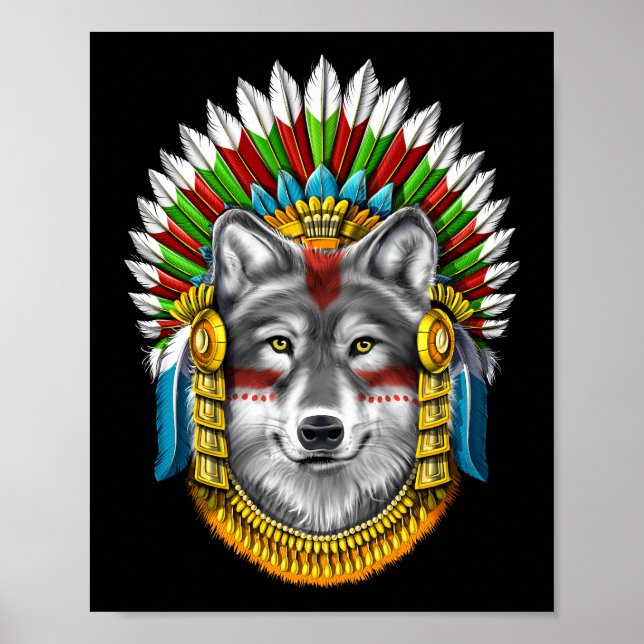 Poster Wolf Aztec Warrior (Frente)