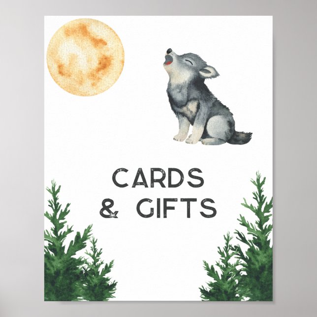 Poster Wolf Baby Shower Cards and gifts  (Frente)