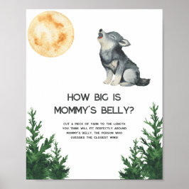 Poster Wolf baby shower - How big is mommy's belly