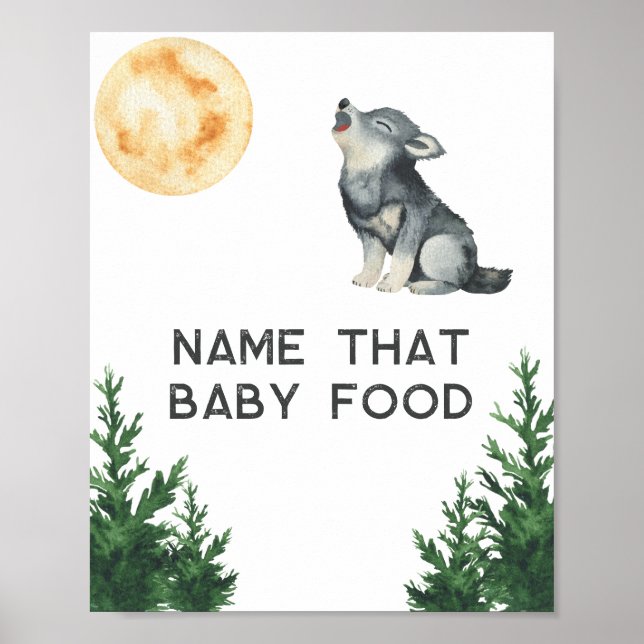 Poster Wolf Baby Shower Name that baby food (Frente)