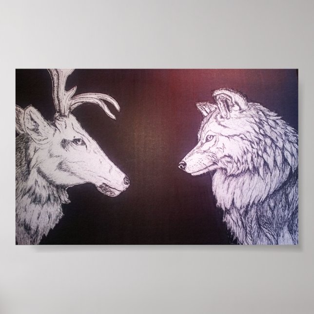 Poster Wolf e Elk (Frente)