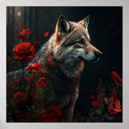 Poster Wolf Fleur
