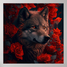 Poster Wolf Fleur