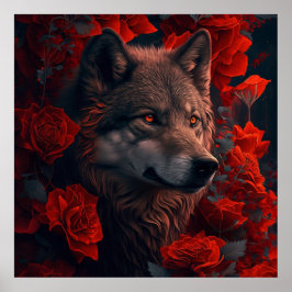 Poster Wolf Fleur