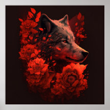 Poster Wolf Fleur