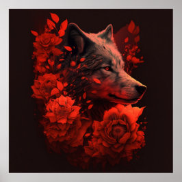 Poster Wolf Fleur