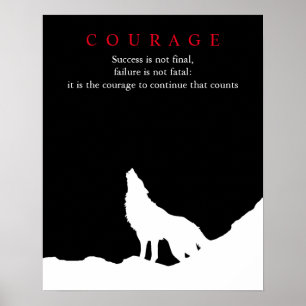 Poster Wolf Fullmoon Coragem Motivacional
