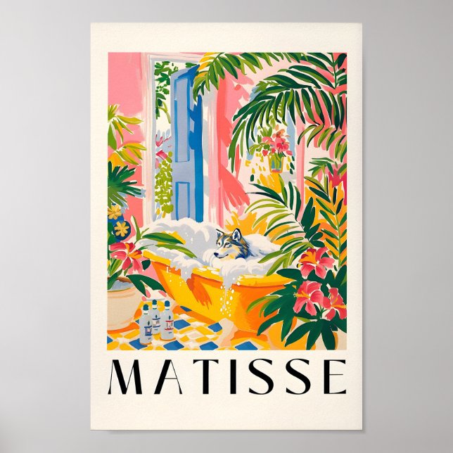 Poster Wolf In Bathtub Funny Poster, Matisse Art Impressã (Frente)