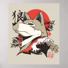 Poster Wolf Japonês Art