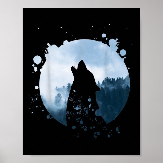 Poster Wolf Men Silhouette Animal Motif Environmental (Frente)